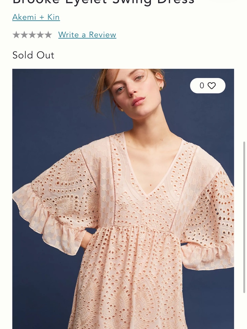 Anthropologie Brooke Eyelet Swim Coverup in Blush Pink